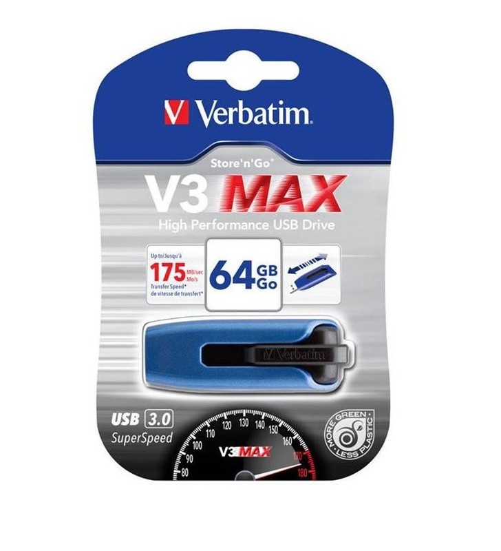 PEN DRIVE VERBATIM V3 MAX STORE'N'GO 64GB USB3.0 (49807) BLU