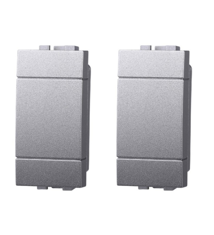 ETTROIT FALSO POLO 1 MODULO (2PZ) - SERIE SPACE - GRIGIO (LG0100) Compatibile BTicino Living