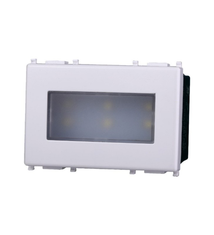 ETTROIT LAMPADA SEGNAPASSO 3 POSTI LED 220V ON/OFF 6000°K - SERIE STARLIGHT - BIANCO (EV0303) Compatibile Vimar Plana