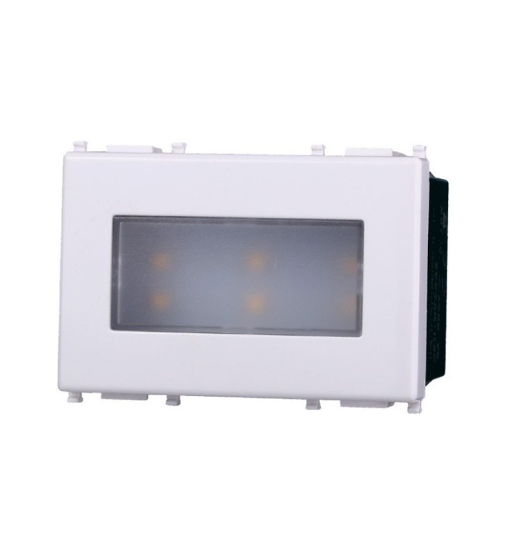 ETTROIT LAMPADA SEGNAPASSO 3 POSTI LED 220V ON/OFF 3000°K - SERIE STARLIGHT - BIANCO (EV0323) Compatibile Vimar Plana