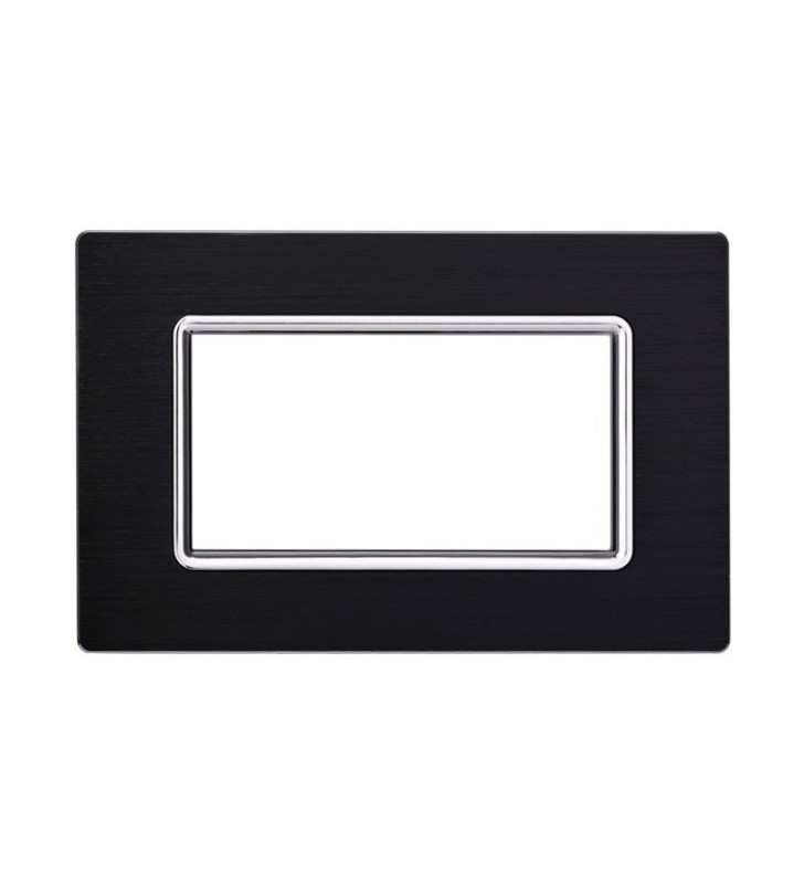 ETTROIT PLACCA IN ALLUMINIO 4 MODULI - SERIE SPACE - NERO (LN86402) Compatibile BTicino Living