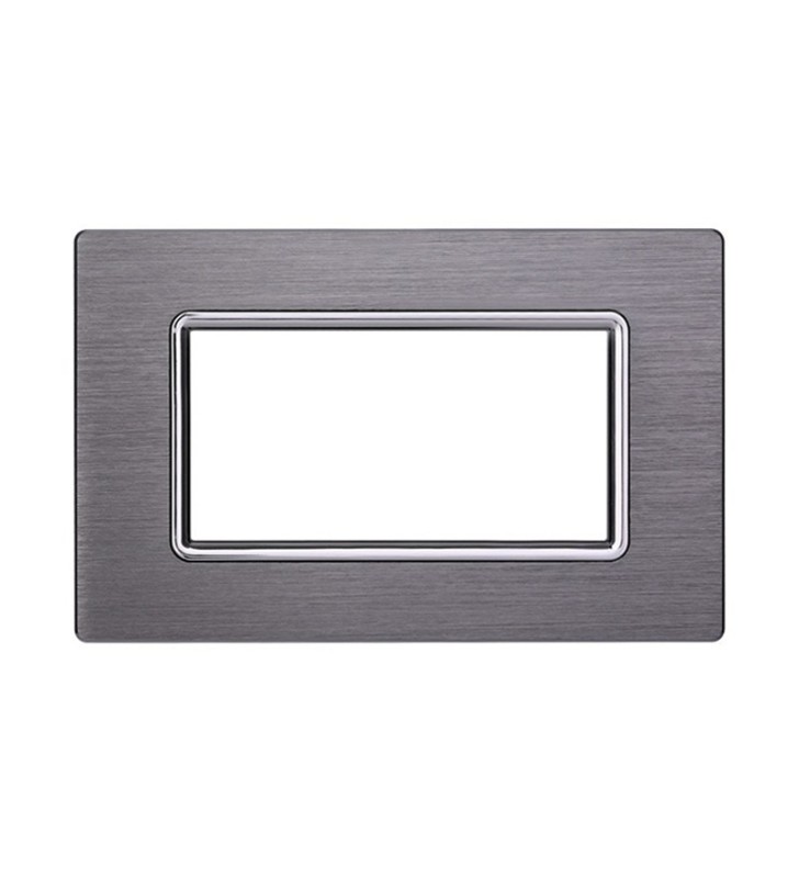 ETTROIT PLACCA IN ALLUMINIO 4 MODULI - SERIE SPACE - TITANIUM (LN86406) Compatibile BTicino Living