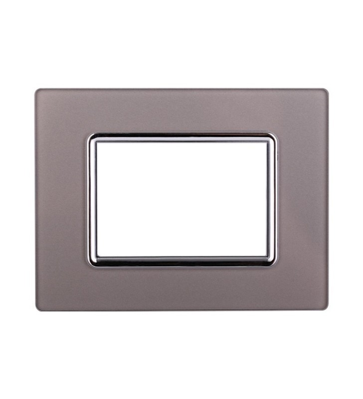 ETTROIT PLACCA IN VETRO 3 MODULI - SERIE SPACE - SILVER (LN84306) Compatibile BTicino Living