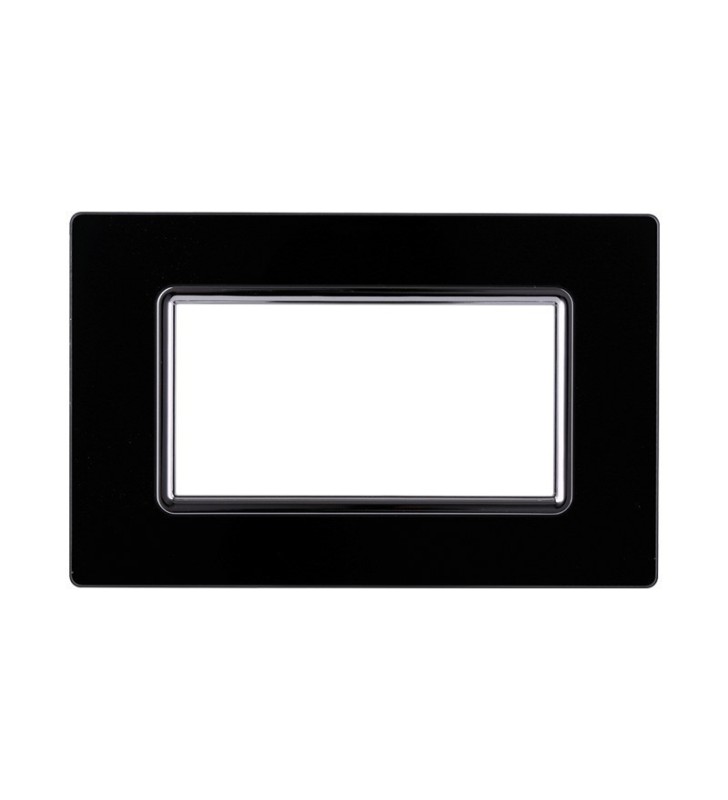 ETTROIT PLACCA IN VETRO 4 MODULI - SERIE SPACE - NERO (LN84402) Compatibile BTicino Living