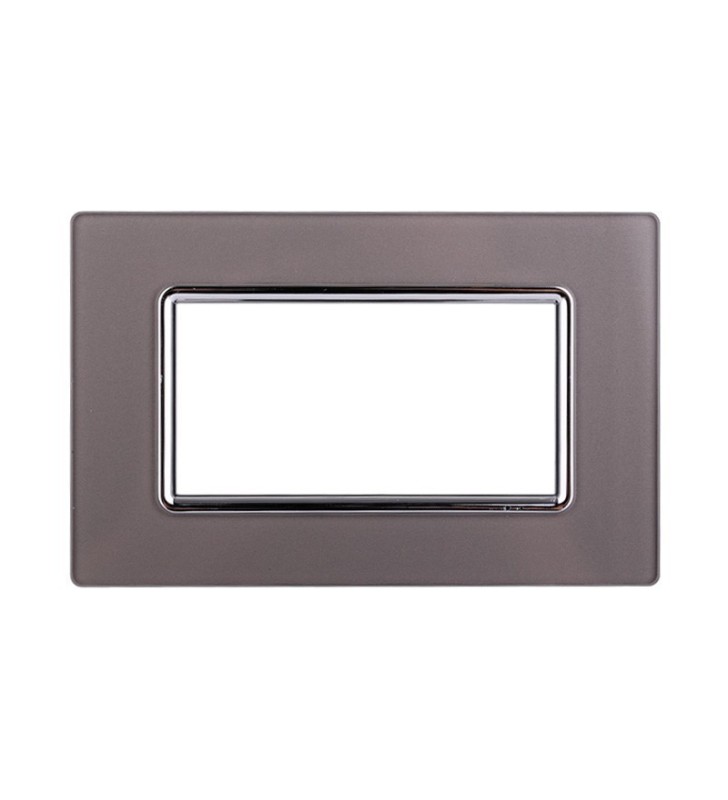 ETTROIT PLACCA IN VETRO 4 MODULI - SERIE SPACE - SILVER (LN84406) Compatibile BTicino Living