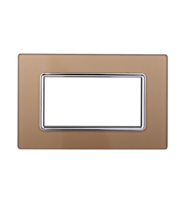 ETTROIT PLACCA IN VETRO 4 MODULI - SERIE SPACE - ORO (LN84411) Compatibile BTicino Living