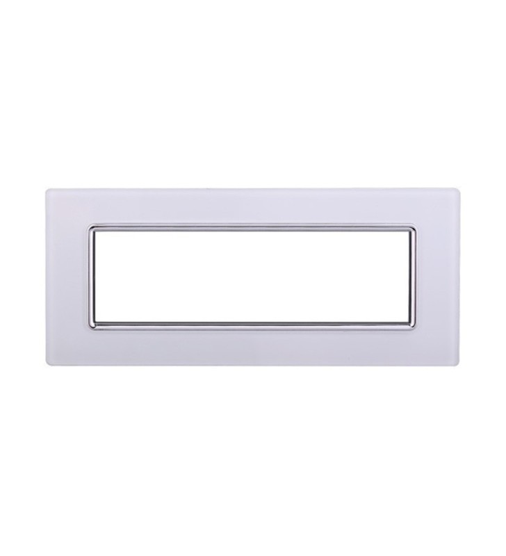 ETTROIT PLACCA IN VETRO 7 MODULI - SERIE SPACE - BIANCO (LN84701) Compatibile BTicino Living