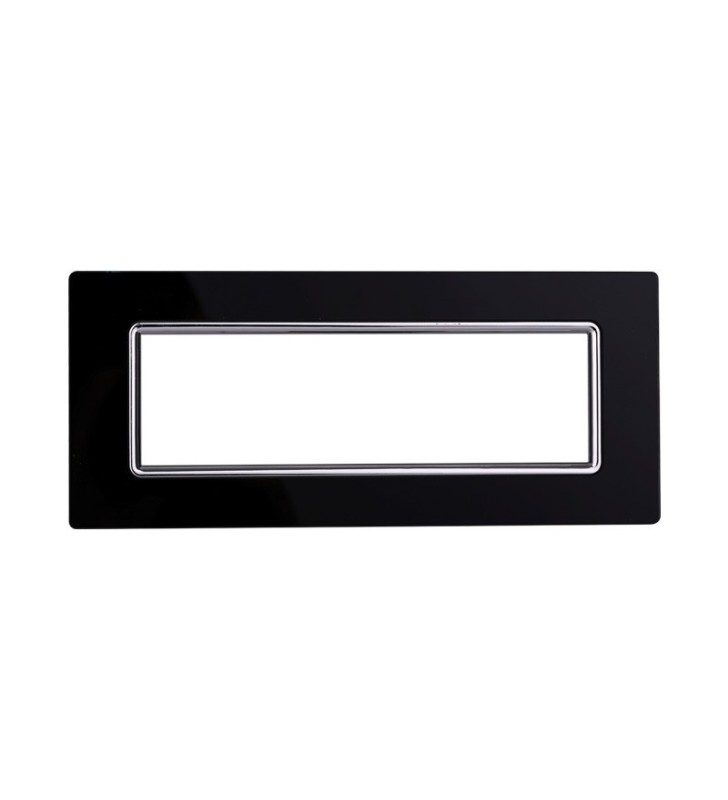 ETTROIT PLACCA IN VETRO 7 MODULI - SERIE SPACE - NERO (LN84702) Compatibile BTicino Living