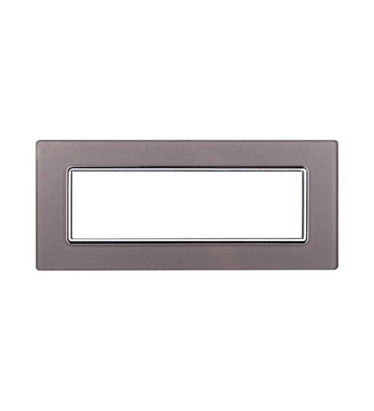 ETTROIT PLACCA IN VETRO 7 MODULI - SERIE SPACE - SILVER (LN84706) Compatibile BTicino Living