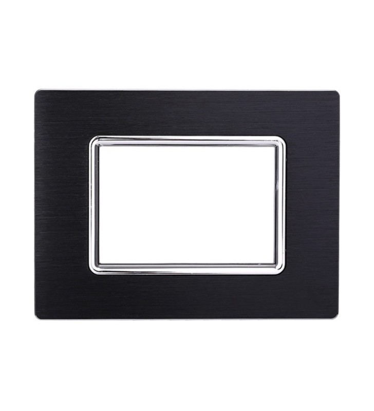 ETTROIT PLACCA IN ALLUMINIO 3 MODULI - SERIE SPACE - NERO (LN86302)