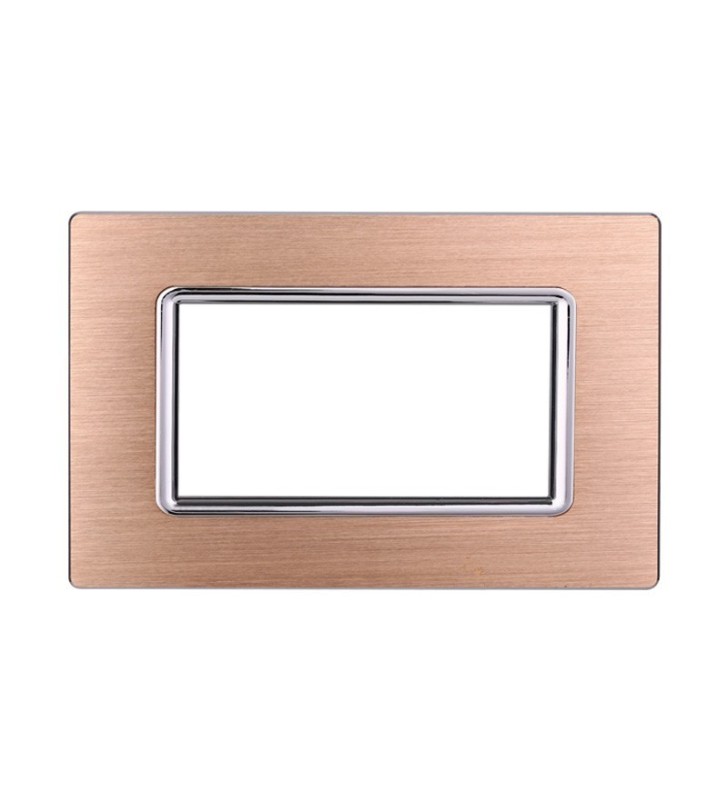 ETTROIT PLACCA IN ALLUMINIO 4 MODULI - SERIE SPACE - ORO (LN86411) Compatibile BTicino Living