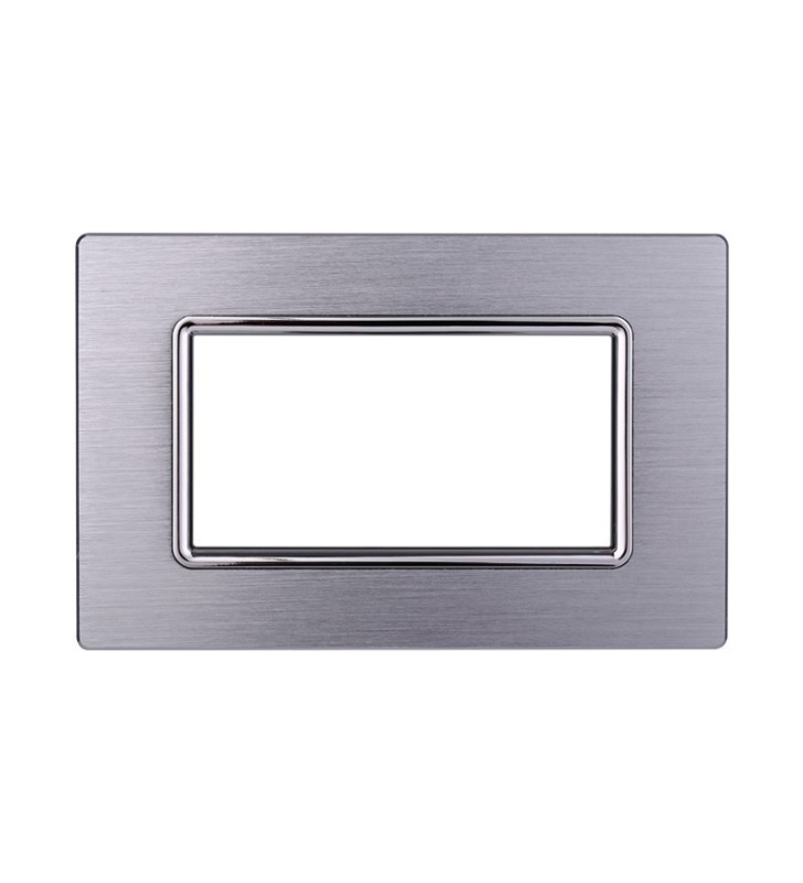 ETTROIT PLACCA IN ALLUMINIO 4 MODULI - SERIE SPACE - SILVER LUCIDO (LN86417)