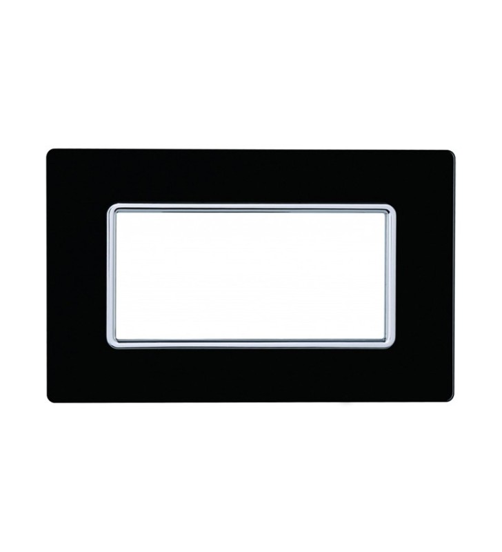 ETTROIT PLACCA IN VETRO 4 MODULI - SERIE SOLAR - NERO (MT84402) Compatibile BTicino Matix