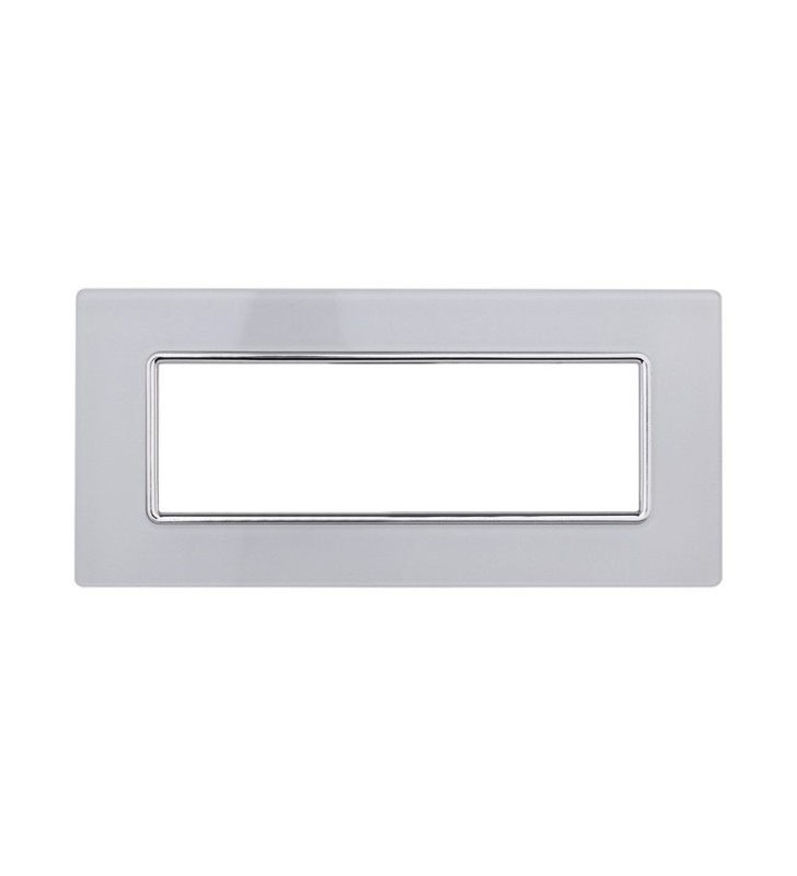 ETTROIT PLACCA IN VETRO 6 MODULI - SERIE SOLAR - BIANCO (MT84601) Compatibile BTicino Matix