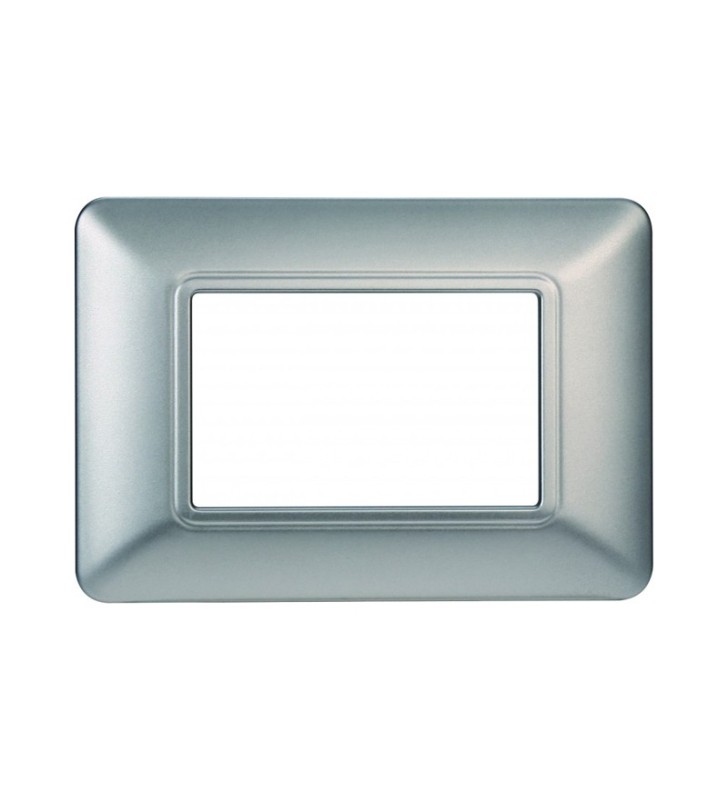 ETTROIT PLACCA IN PLASTICA 3 MODULI - SERIE SOLAR - SILVER (MT83306) Compatibile BTicino Matix