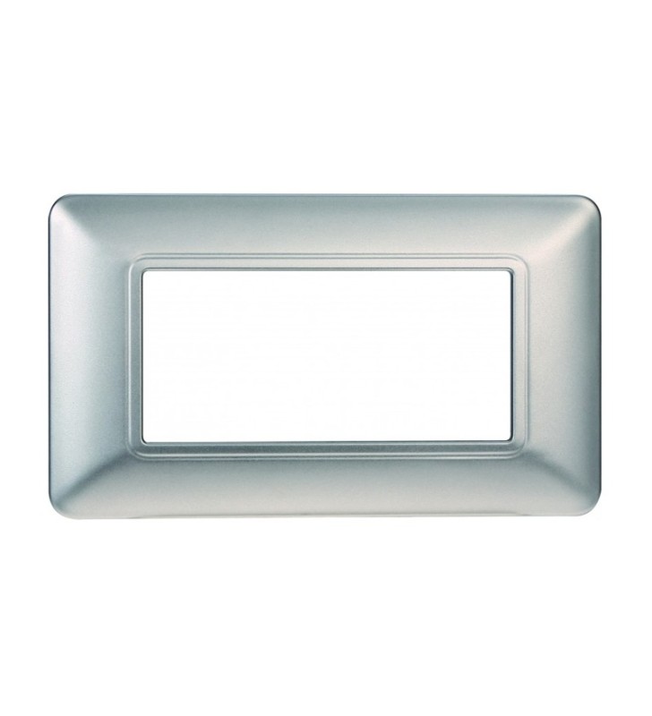 ETTROIT PLACCA IN PLASTICA 4 MODULI - SERIE SOLAR - SILVER (MT83406) Compatibile BTicino Matix