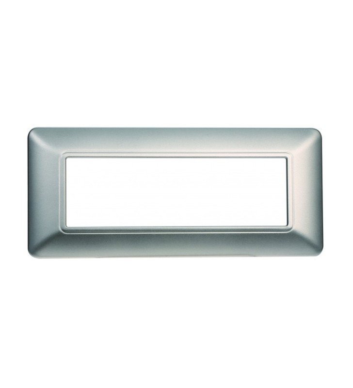 ETTROIT PLACCA IN PLASTICA 6 MODULI - SERIE SOLAR - SILVER (MT83606) Compatibile BTicino Matix