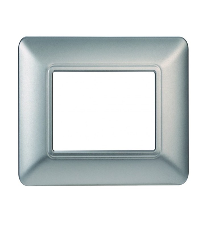 ETTROIT PLACCA IN PLASTICA 2 MODULI - SERIE SOLAR - SILVER (MT83206) Compatibile BTicino Matix