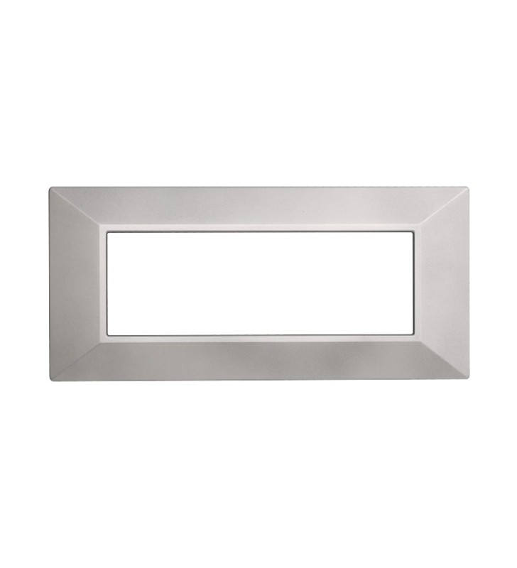 ETTROIT PLACCA PIRAMIDE 6 MODULI - SERIE MOON - SILVER (AN90606) Compatibile ABB Axolute