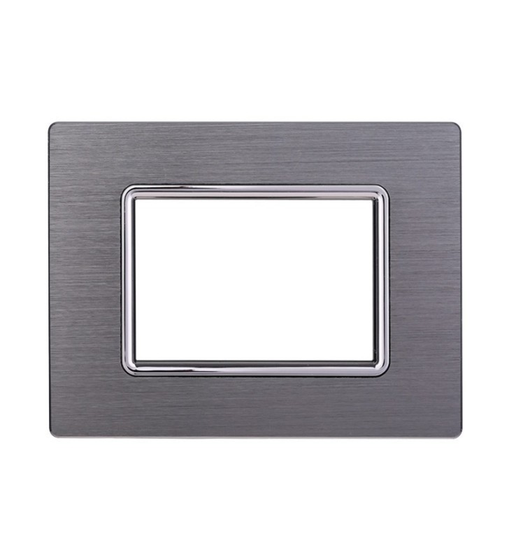 ETTROIT PLACCA IN ALLUMINIO 3 MODULI - SERIE SPACE - SILVER (LN86306)