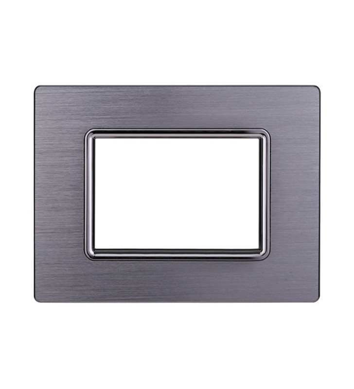 ETTROIT PLACCA IN ALLUMINIO 3 MODULI - SERIE SPACE - ARGENTO LUCIDO (LN86317) Compatibile BTicino Living