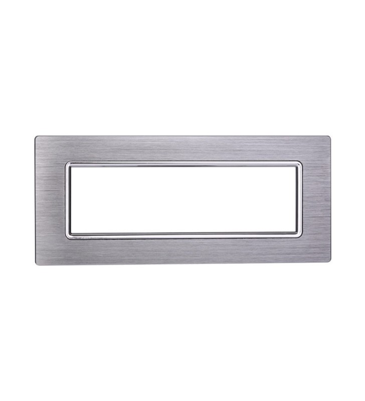 ETTROIT PLACCA IN ALLUMINIO 7 MODULI - SERIE SPACE - SILVER SPAZZOLATO (LN86717) Compatibile BTicino Living