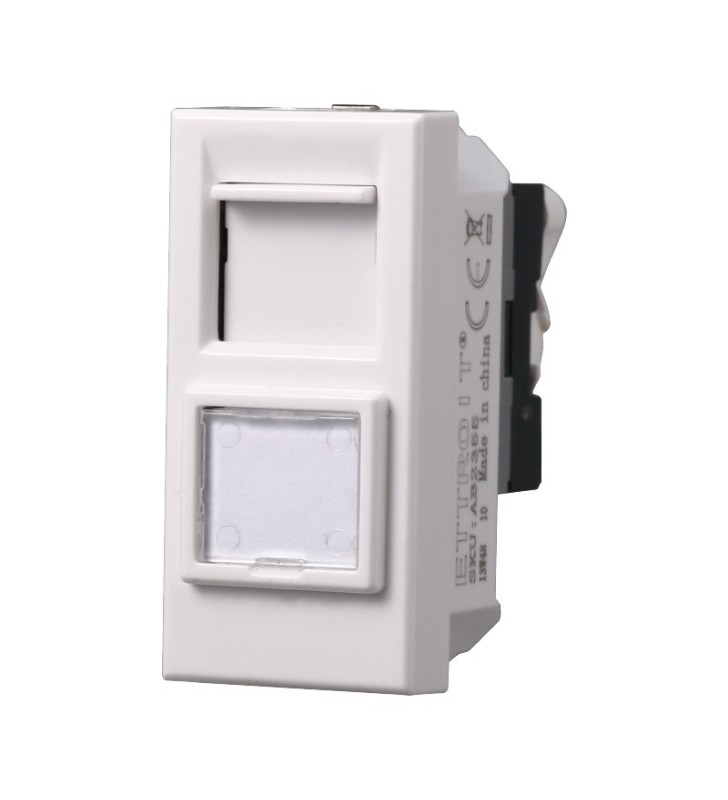 ETTROIT PRESA RETE RJ45 CAT.6 - SERIE MOON - BIANCO (AB2355) Compatibile BTicino Axolute