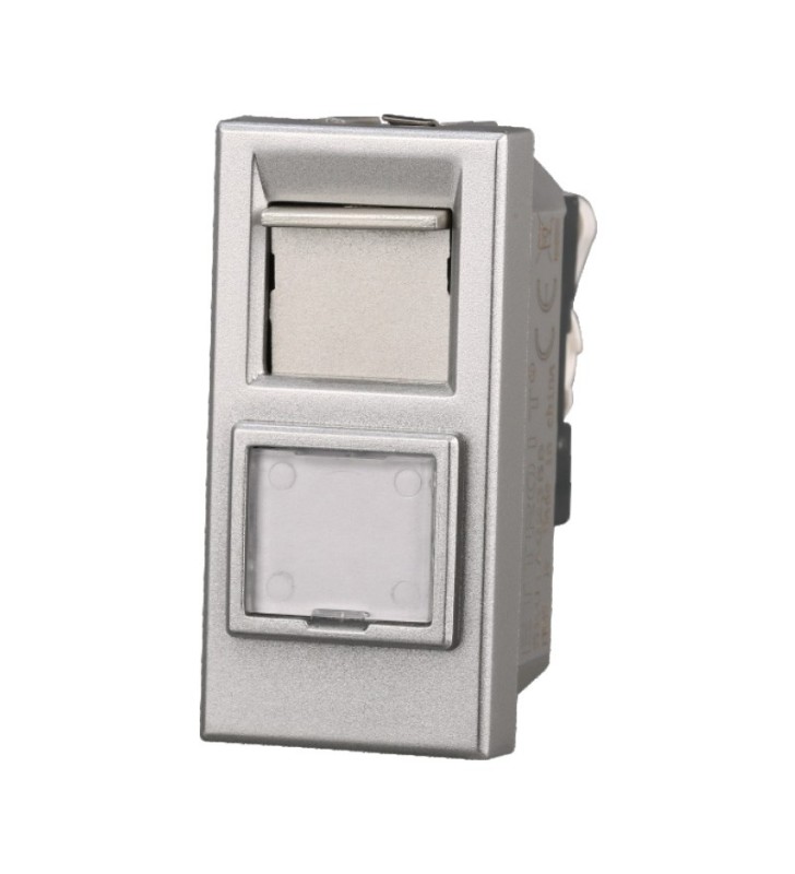 ETTROIT PRESA RETE RJ45 CAT.6 - SERIE MOON - GRIGIO (AG2355) Compatibile BTicino Axolute