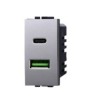 ETTROIT PRESA USB 2 IN 1 (USB-A + USB-A) - SERIE MOON - GRIGIO (AG2402) Compatibile BTicino Axolute