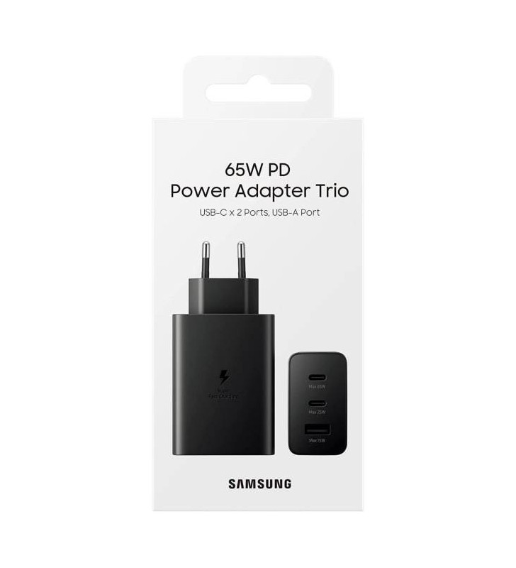 Samsung Caricatore 65W Trio EP-T6530 FC USB-C+USB-A Black