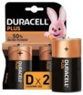 (1 Confezione) Duracell Plus Batterie 2pz Torcia LR20 MN1300 D Alcaline