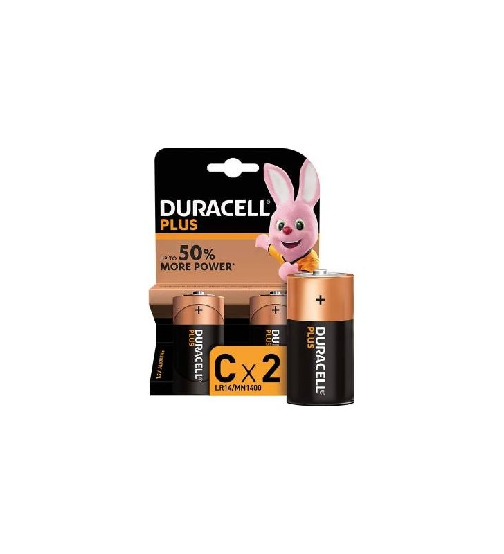 (1 Confezione) Duracell Plus Batterie 2pz Mezza Torcia LR14 MN1400 C