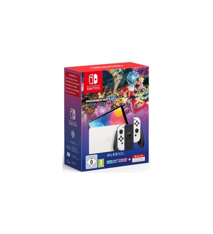 Switch Console OLED White + Mario Kart 8 Deluxe Preinstallato + 12 Mesi Nintendo Switch Online