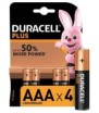 (1 Confezione) Duracell Plus Batterie 4pz MiniStilo LR03 MN2400 AAA