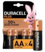 (1 Confezione) Duracell Plus Batterie 4pz Stilo LR6 MN1500 AA