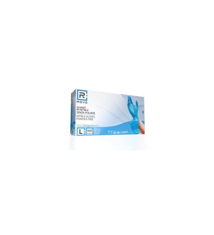 RMove 1Conf. da 100pz Tg.L - Guanti Nitrile Blu uso Medico Senza Polvere