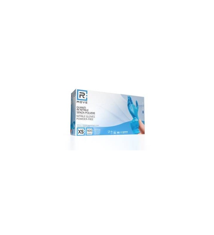 RMove 1Conf. da 100pz Tg.XS - Guanti Nitrile Blu uso Medico Senza Polvere