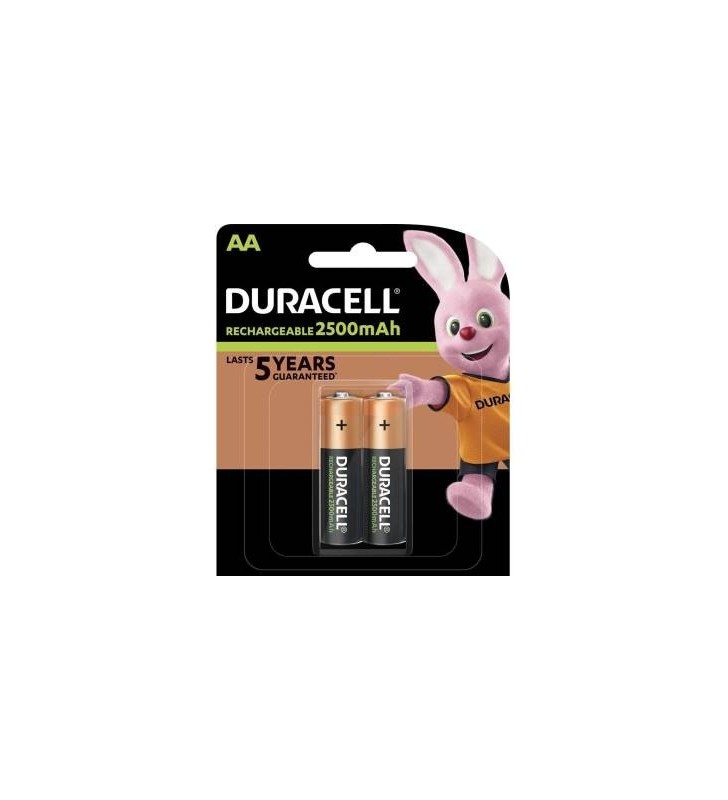 (1 Confezione) Duracell Ricar. Batterie 2pz Stilo 2500mAh HR6 DX1500 AA